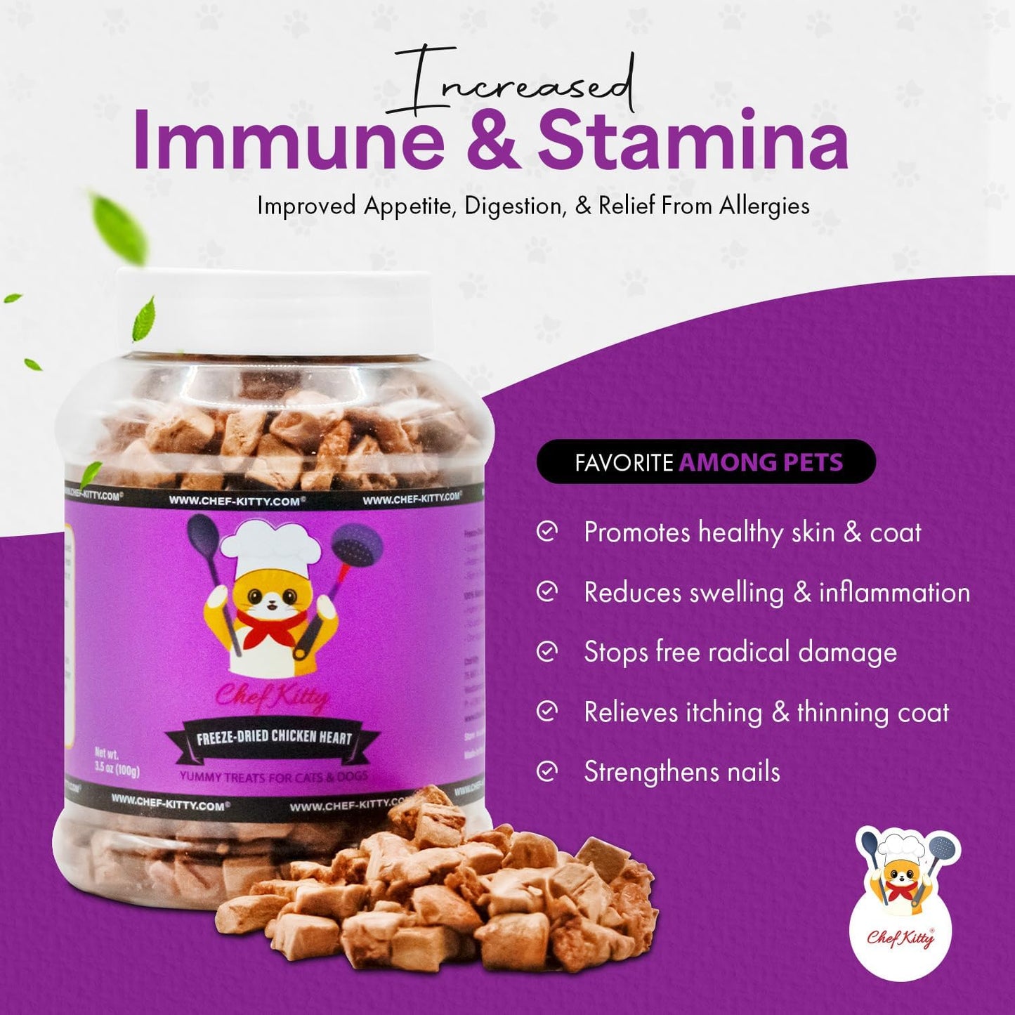 Freeze-Dried Chicken Heart Treats for Cats & Dogs – 100% Human Grade, Single Ingredient, High-Protein, Healthy Snack – No Additives or Preservatives – 2.6oz - Inspected & Tested in USA