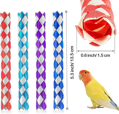 Parrot Toys 20 Pcs 5.5in, Bird Toys Bamboo Finger Traps,DIY Core Bird Chewing Toy Components,Colorful Chewing Toy,for Small Medium Parrots Parakeets,Cockatiel.