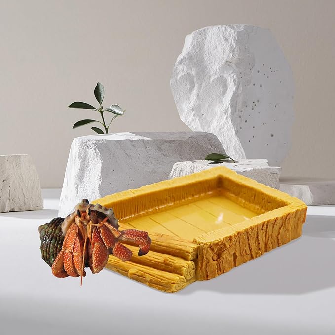 Hermit Crab Pool, Resin Reptile Water Bowl & Bathing Dish, Aquarium Tank Cage Habitat Accessories for Small to Medium Hermit Crab Turtles Lizard Frog Gecko Bearded Dragon