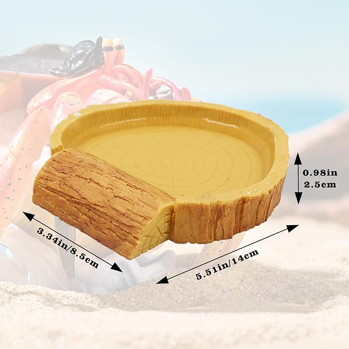 Hermit Crab Pool, Resin Reptile Water Bowl & Bathing Dish, Aquarium Tank Cage Habitat Accessories for Small to Medium Hermit Crab Turtles Lizard Frog Gecko Bearded Dragon