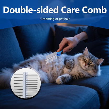 Pet Grooming Set with Shedding Brush and Dematting Comb，Brush for Small Breed Dogs，Cat Shedding Brush，Stainless steel teeth remove tangled hair，Pet Grooming Tools-Small