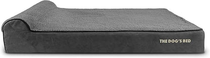The Dog’s Bed Orthopedic Headrest Dog Bed XXL Grey Plush, Memory Foam, Pain Relief for Arthritis, Hip & Elbow Dysplasia, Post Surgery, Lameness, Waterproof Washable Cover