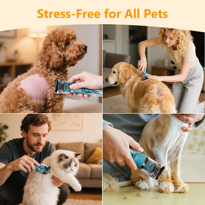 Dog Clippers for Grooming Thick Hair - Professional 50dB Low Noise Cordless Clipper with Titanium Blades & Detachable IPX5 Waterproof Head for Matted Coats, Dogs, Cats and All Pets