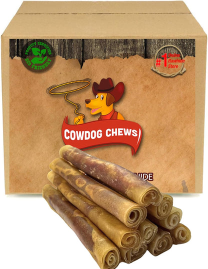 Cowdog Chews Rawhide Gourmet Meaty Rolls 9-10 (10 Pack) Premium Dog Treats with Savory Beef Filling, Long-Lasting Chew for Aggressive Chewers, High-Protein, Natural Ingredients