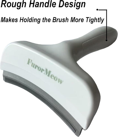 Pet Deshedding Tool with Curve Blade, Cat Grooming Brush, Tight V-shaped Teeth Shedding Comb for Cats and Dogs (White, Large)