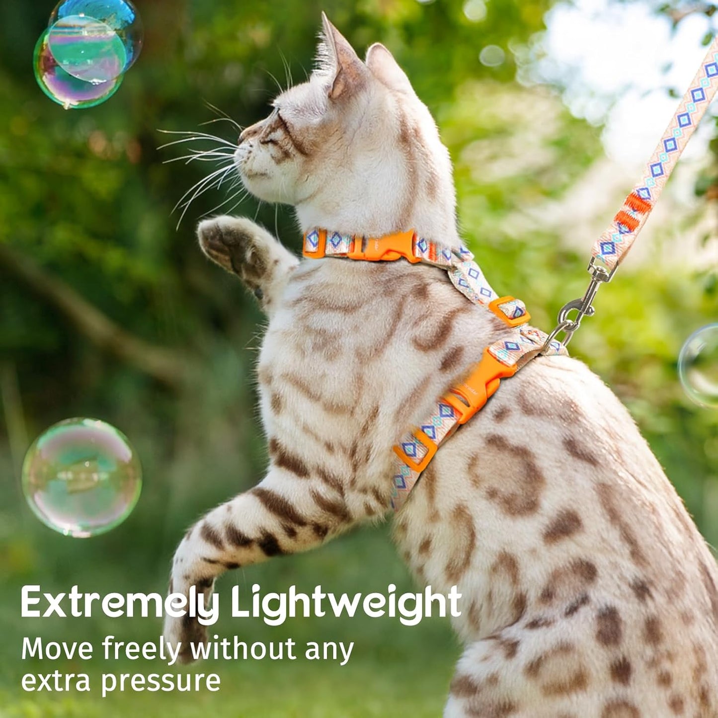 Dooradar Cat Harness and Leash, Escape Proof Adjustable Kitten Vest, Lightweight Soft Pet Straps, Easy Wearing for Small Medium Kitty Safe Walking Travel Control, White, M