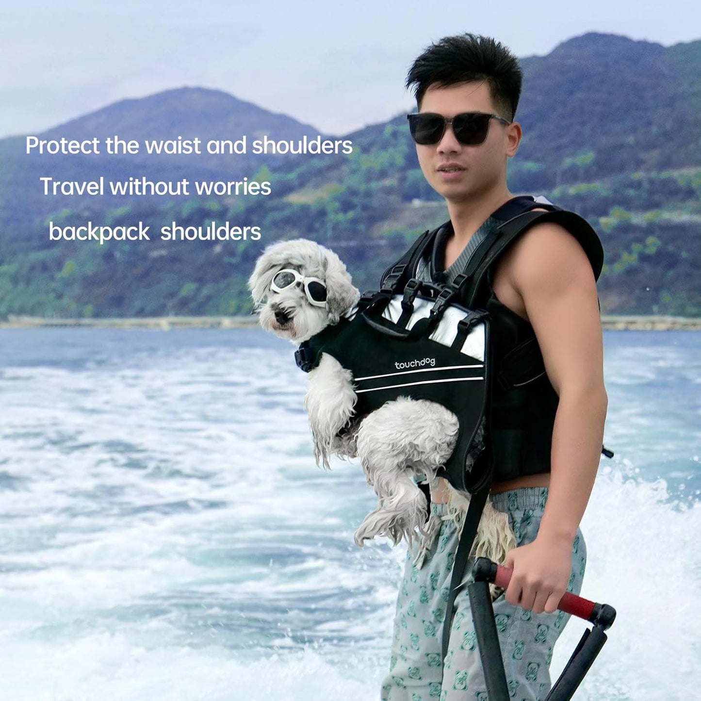 Dog Backpack Carrier for Large Dogs - Hands-Free Pet Travel Pack with 6-Point Safety System, Waterproof & Reflective Design for Motorcycle, Hiking, Surfing (Khaki Color, Medium)