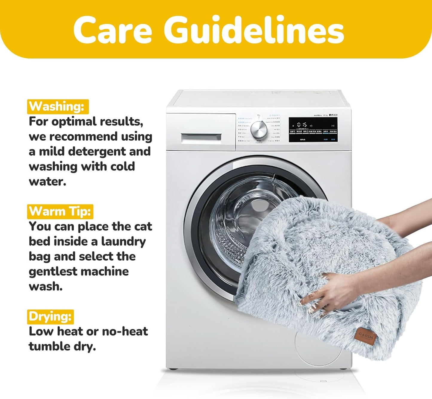 CATISM Cat Beds for Indoor Cats 2 in 1 Cat Bed Cave Machine Washable Fluffy Cat Cave Bed Foldable Non-Slip Washable Cushioned Pillow Soft Plush Premium Cotton Pet Bed for Kittens and Small Dogs Gray L