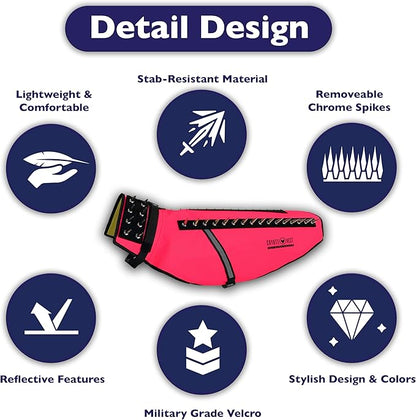CoyoteVest Dog Harness Protection Vest, Reflective Dog Accessories with Spikes to Shield Your Pet from Raptor and Animal Attacks, Proudly Made in America (Large, Pink)
