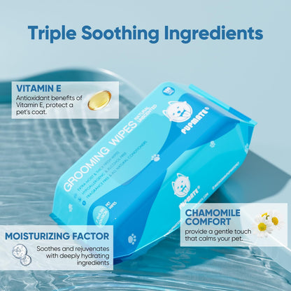 Natural Pet Grooming Wipes, 100 Fresh Counts, Extra Moist & Thick for Dogs & Cats, Puppies & Kittens