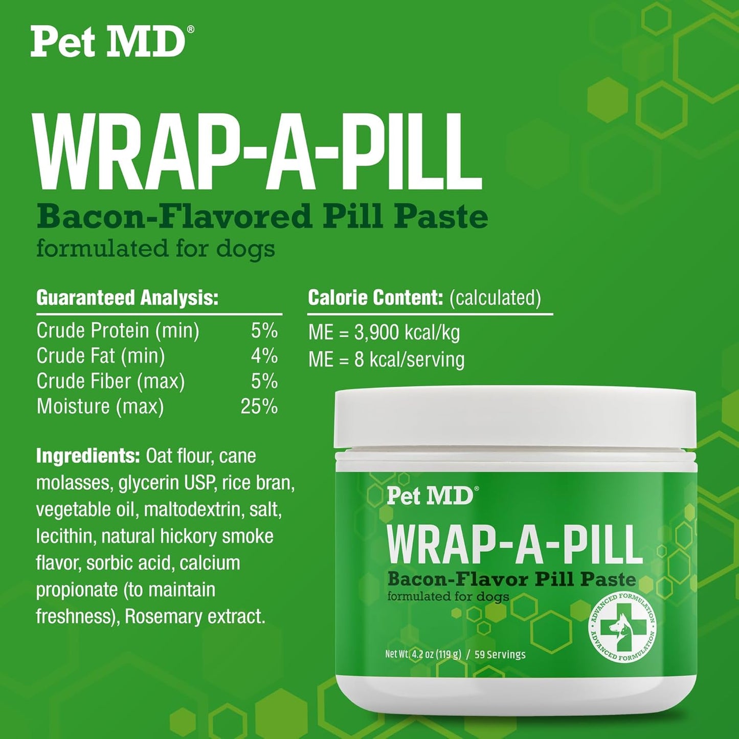 Pet MD Wrap A Pill Bacon Flavor Pill Paste for Dogs - Create a Pocket to Hide Pills and Medication - 59 Servings (Pack of 2)