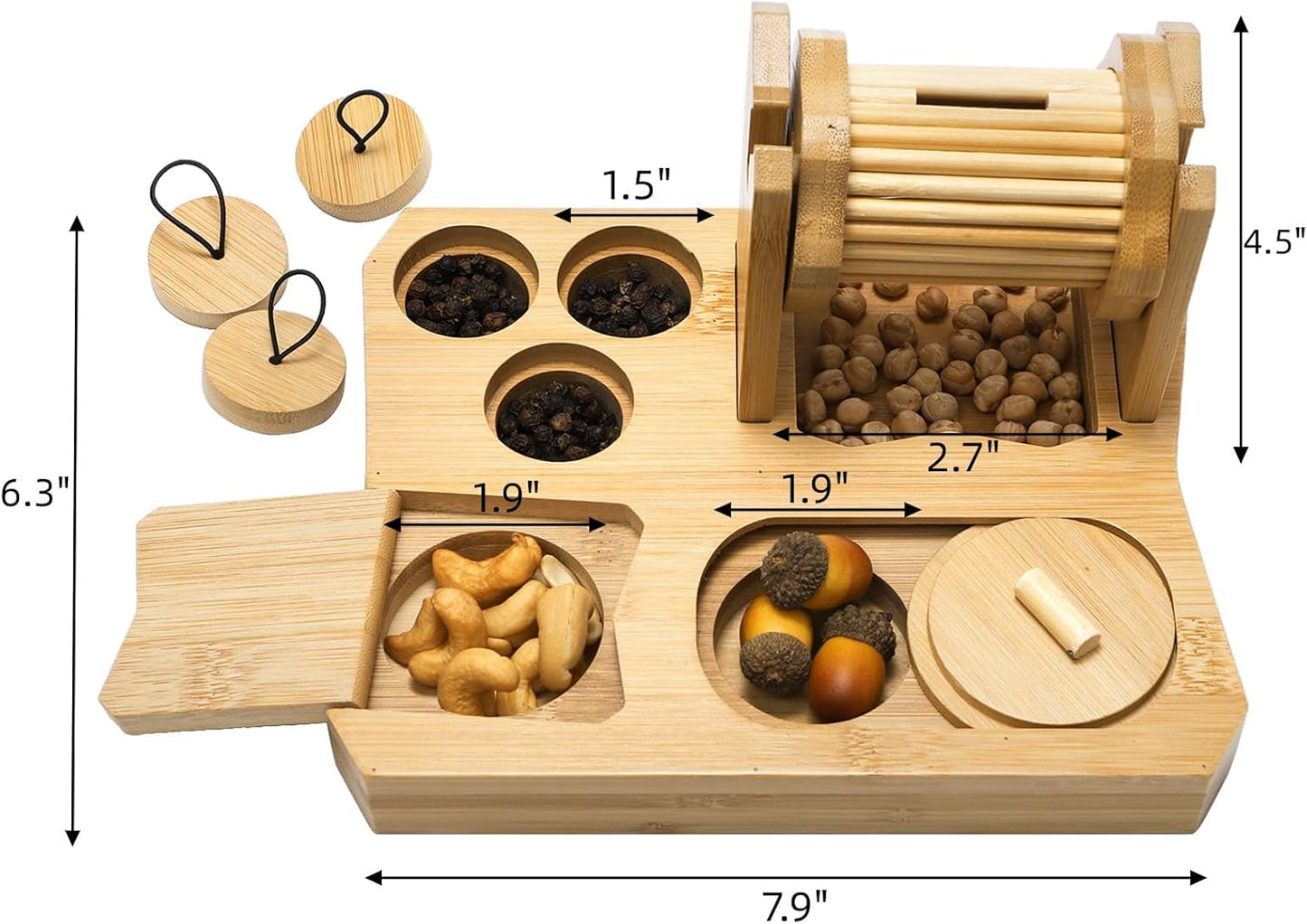 6-in-1 Natural Wooden Guinea Pig Toys, Rabbit Enrichment Toys for Small Animals, Hamster, Chinchilla, Rat, Snuffle Puzzle Feeder with Hide Treats, Interactive Mental Stimulation Exercise Game