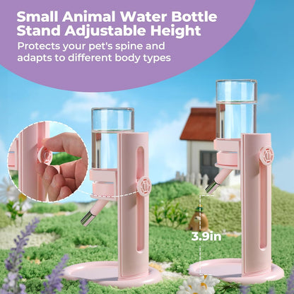 mini&moe Hamster Water Bottle No Drip – 4 oz Guinea Pig Water Bottle for Glass Tank with Adjustable Stand, Leak Proof Small Animal Water Dispenser for Cage for Gerbil Chinchilla Ferret Hedgehog