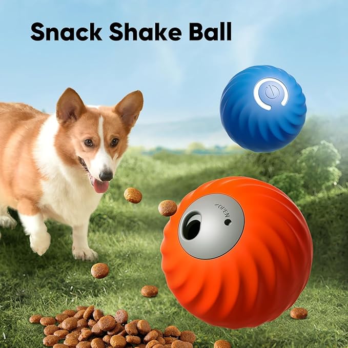 1Pc Zoomie 2.0 Buddy Durable Treat Dispensing Dog Toys to Keep Them Busy,Interactive Dog Toys,Plush Covers,Dog Treat Ball,Motion Activated Moving Dog Toy for Small/Medium Dogs,USB Rechargeable,Orange
