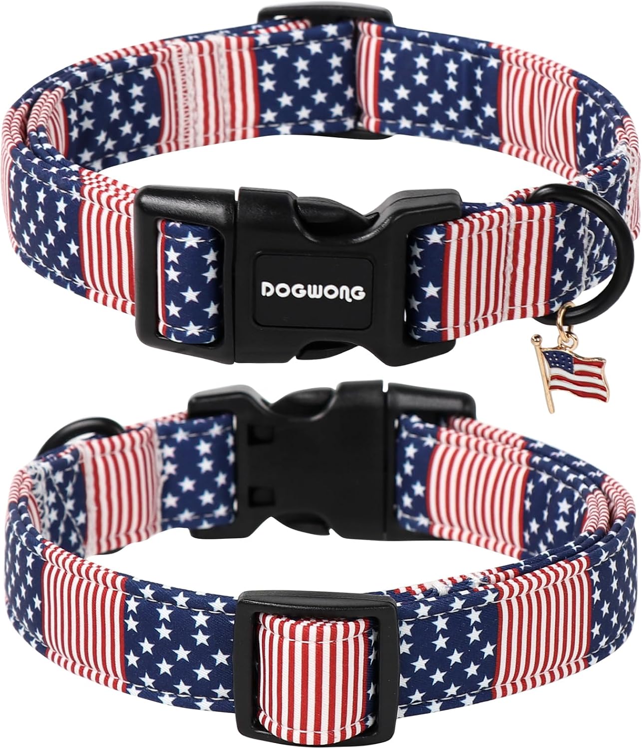 DOGWONG Patriotic Flag Dog Collar, 4th of July American Flag Dog Collars, Adjustable Cute Patriotic Pet Collars Fourth of July Design Dog Collar for Small Medium Large Dogs