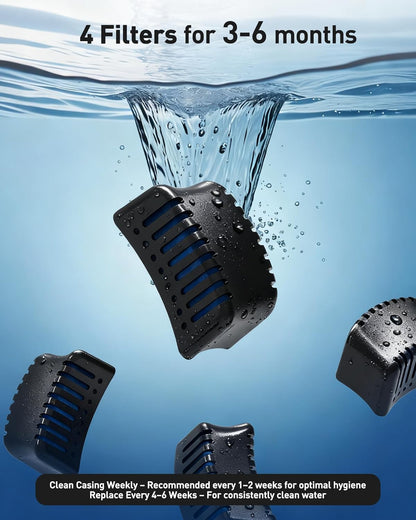 4 Pack Replacement Filters for D2416B Automatic Dog Water Bowl Dispenser – Compatible with 2.4 Gallon Gravity Pet Water Dispenser Activated Carbon & Ion Exchange Resin for Clean Drinking