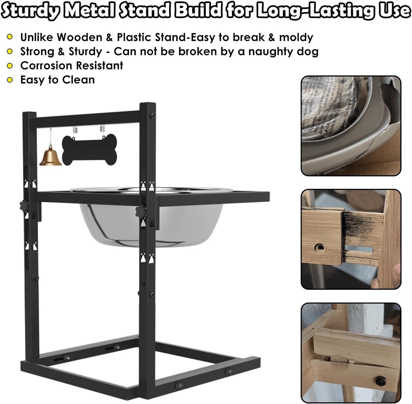 SHAINFUN 203oz Elevated Dog Water Bowl for Large Dogs with Mat, Adjustable Height 10-17.8in, Tall Raised Dog Water Stand