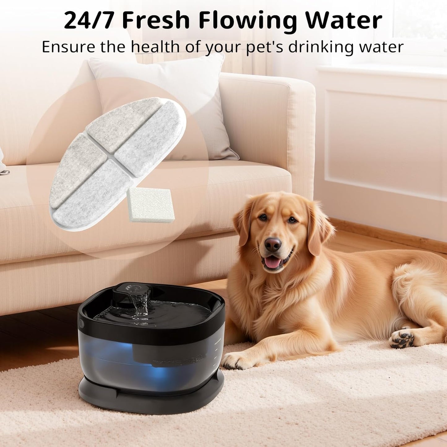 12 Packs Dog Water Filter Replacement, Feelneedy Cat Fountain Filters for (FN-W05) 7L/1.8Gal Dog Water Bowl Dispenser, Apetdola Cat Water Fountain (FP30)