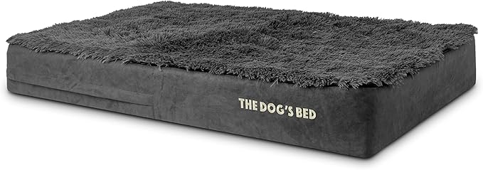The Dog’s Bed Orthopedic Memory Foam Dog Bed, XL Grey Fur, Pain Relief for Arthritis, Hip & Elbow Dysplasia, Post Surgery, Lameness, Supportive, Calming, Waterproof Washable Cover