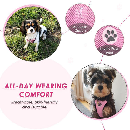 Lukovee Dog Seat Belt for Car, Adjustable Dog Car Harness for Large Medium Small Dogs, Soft Padded & Breathable Mesh Dog Seatbelt with Car Strap and Carabiner(Pink Double Clip,XX-Small)