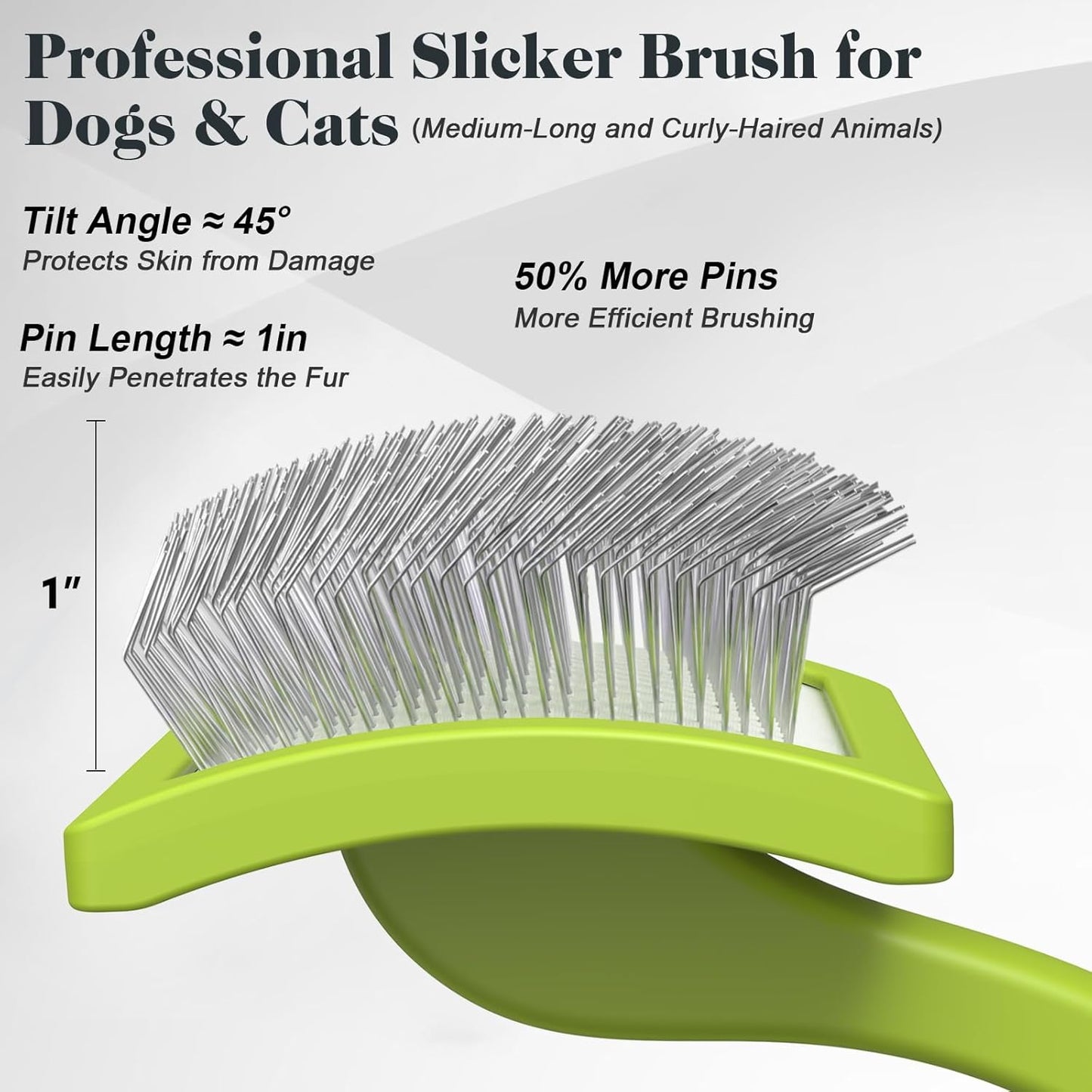 2PCS Slicker Brush for Dogs & Pet Comb,Professional Dog Grooming Brush (Goldendoodles,Poodles,Labradoodles) with Extra Long Pins to Effectively Remove Tangles, Knots and Mats (Green Large)