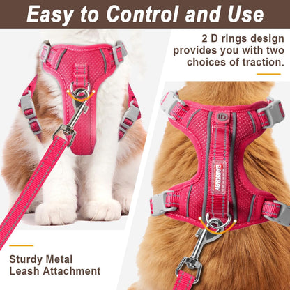 Cat Harness and Leash Set for Walking Escape Proof for Small Large cat Kitten Harness with ID tag Pocket (Pink,S)