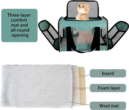 Small Animal Travel, Carrier for Hedgehog Rat Parrot Bird Guinea Pig, Lizards Carrier, Soft Sided Travel Carrier Portable Guinea Pig Up to 10 Lbs (15 * 10 * 10, Green)