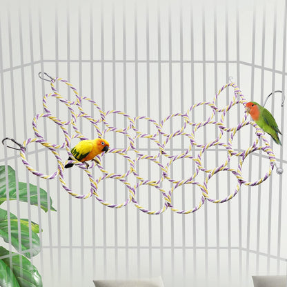 Wontee Bird Rope Climbing Ladder Parrot Hanging Swing Perch for Parakeets Cockatiels Conures Lovebirds Rats (Random Color)
