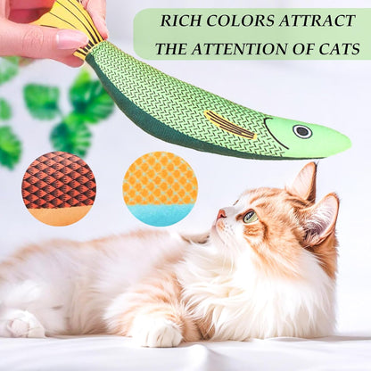 Cat Toys for Indoor Cats 9pcs Saury Fish Toy Catnip Toys Cats Interactive Toys Kitten Dental Gifts Cat Kicker Grass Stick Kitty Chew Plush with Bells
