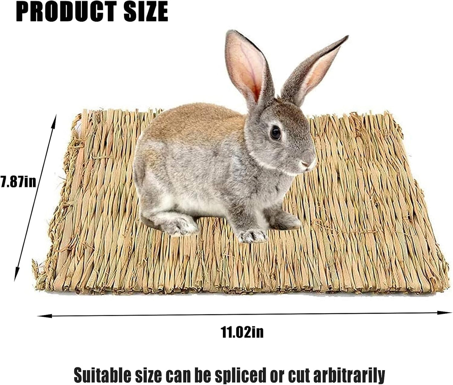 Hamiledyi 18 Pack Bunny Grass Woven Bed Mat Natural Straw Hay Mats Rabbit Handmade Bedding Sleeping Grinding Nesting and Chewing Toy for Guinea Pig Hamster Chinchilla Squirrel Hedgehog