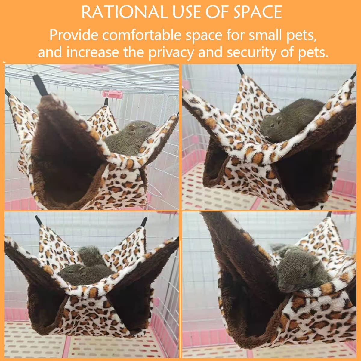 LEFTSTARER Pet Small Animal Hanging Hammock Bunkbed Cage Toy for Hamster Rat Sugar Glider Parrot Guinea Pig Hideout Play Sleep (Winter Warm Hammock X 2pcs)