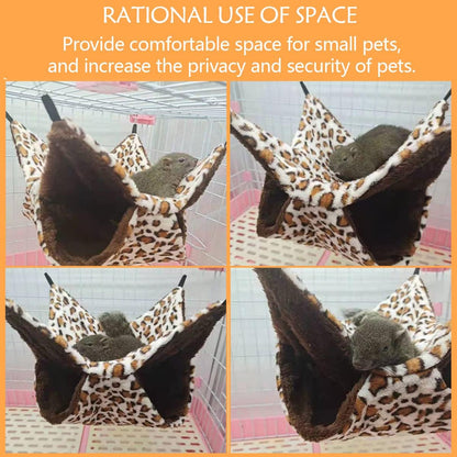LEFTSTARER Pet Small Animal Hanging Hammock Bunkbed Cage Toy for Hamster Rat Sugar Glider Parrot Guinea Pig Hideout Play Sleep (Winter Warm Hammock X 2pcs)