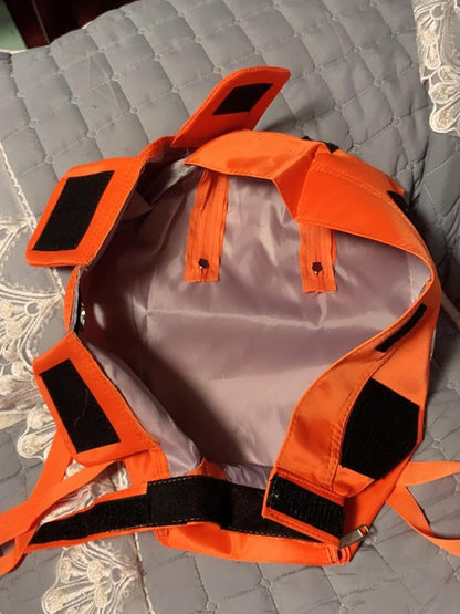 HDKUW Cat Grooming Bag,Foldable Travel Carrier for Cats,Anti-Bite Anti-Scratch Cat Grooming Restraint Bag,Pet Carrier for Administering Eye Drops,Ear Cleaner,Clipping Nails Orange M