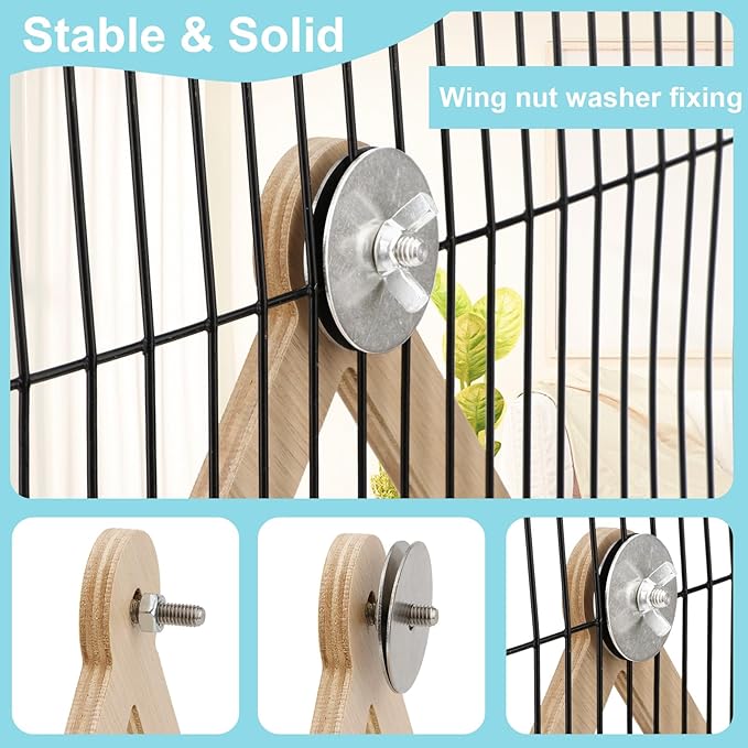 Bird Swing Toy Multilayer Bird Playground Natrual Wooden Activity Toy for Parakeets, Cockatiels, Conures, Lovebirds Cage Perch Stand with Chew Toys & Climbing Ladders (9.4x3.9x7.9 Inch)