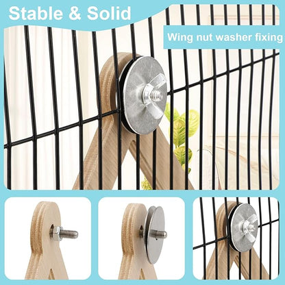 Bird Swing Toy Multilayer Bird Playground Natrual Wooden Activity Toy for Parakeets, Cockatiels, Conures, Lovebirds Cage Perch Stand with Chew Toys & Climbing Ladders (9.4x3.9x7.9 Inch)