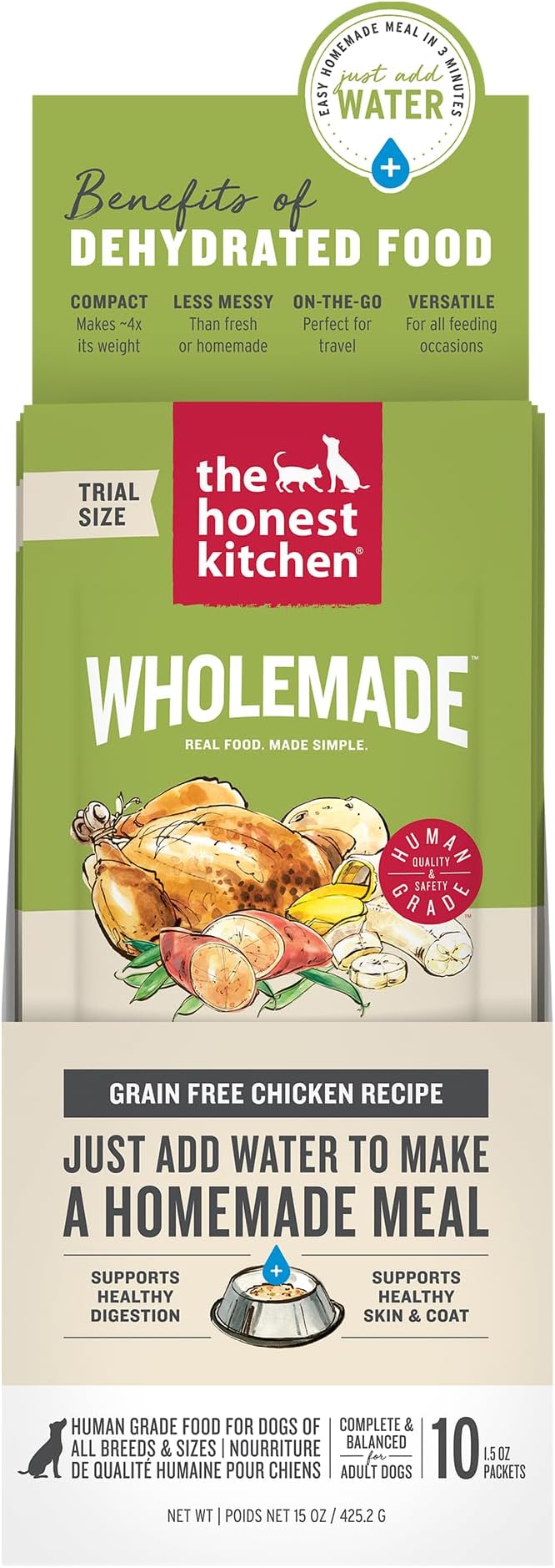 The Honest Kitchen Wholemade™ Grain Free Chicken Dog Food, 1.5 oz x10