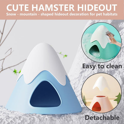Hamster Hideout, Snowy Mountain Shape Hamster Hide House,Cute Small Animal Habitat Hideaway Hut for Syrian Hamsters, Mice, Gerbils, Rats (Pink)