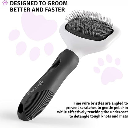 Poodle Pet Slicker Brush - For Dogs, Cats, and Rabbits - Removes Matted Fur, Knots, and Loose Hair - Suitable for Grooming Doodles and Goldendoodles with Short or Long Hair