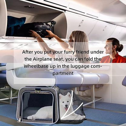 Airline Approved Expandable Premium Pet Carrier on Wheels- Two Sided Expandable Rolling Carrier- Designed for Dogs & Cats- Extra Spacious Soft Lined Carrier! (Blue)