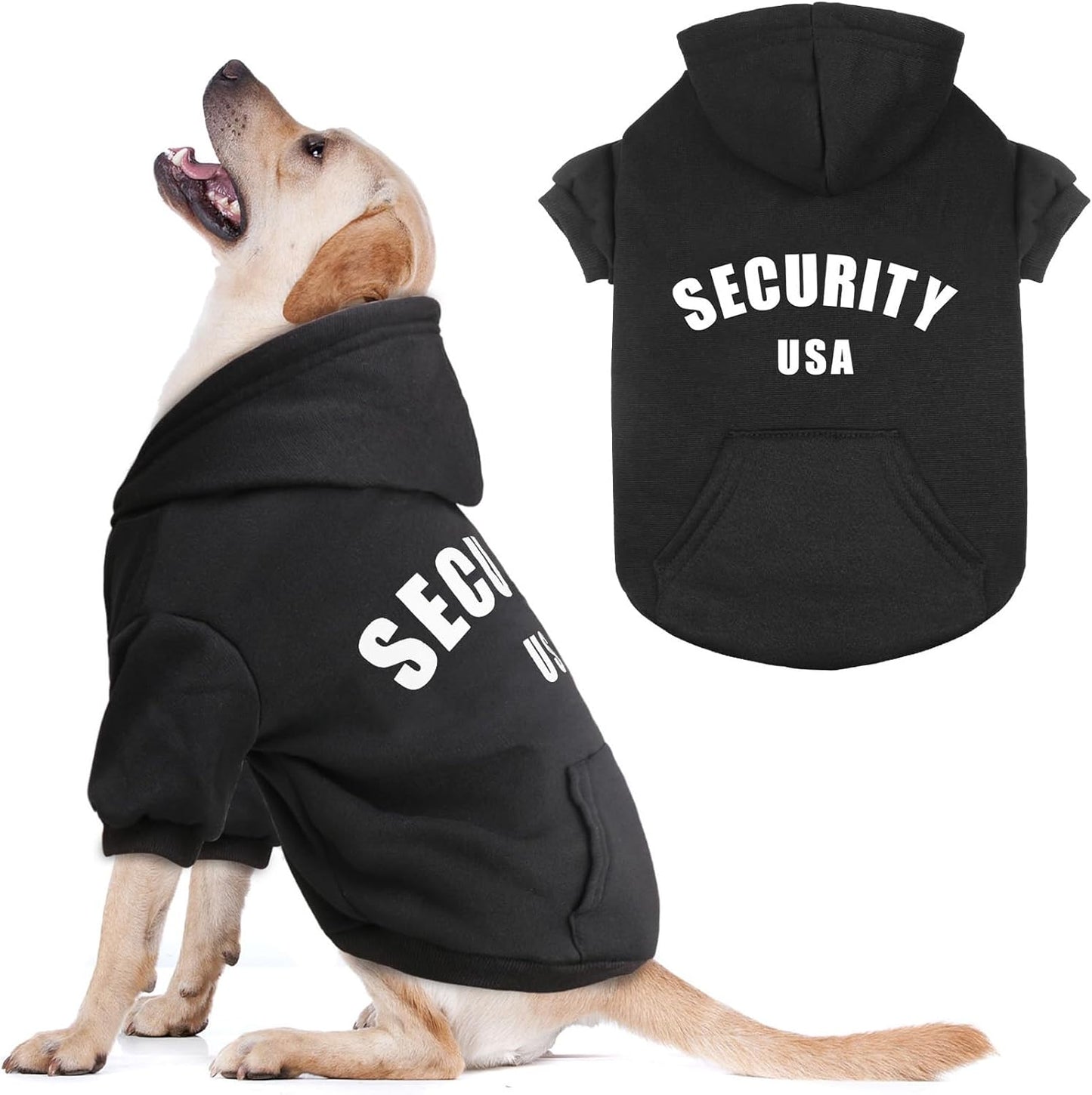 Security Dog Hoodie Warm Cozy Brushed Fleece Interior Clothes Hoodie with Pocket Sweatshirt Dog Sweaters for Medium Dogs(M)