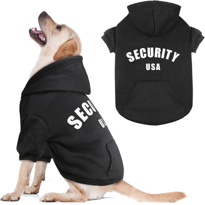 Security Dog Hoodie Warm Cozy Brushed Fleece Interior Clothes Hoodie with Pocket Sweatshirt Dog Sweaters for Medium Dogs(M)