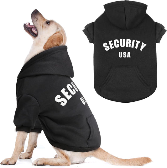 Security Dog Hoodie Warm Cozy Brushed Fleece Interior Clothes Hoodie with Pocket Sweatshirt Dog Sweaters for Medium Dogs(M)