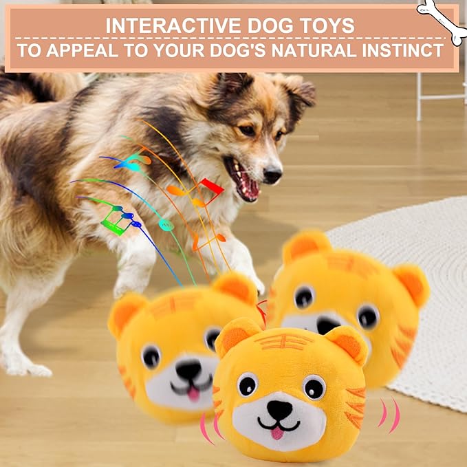 BABORUI Interactive Dog Toys Tiger, Jumping Squeaky Dog Toys with Recording and Music Modes, Rechargeable Moving Dog Chew Toys for Small/Medium/Large Dogs to Keep Them Busy(Tiger)