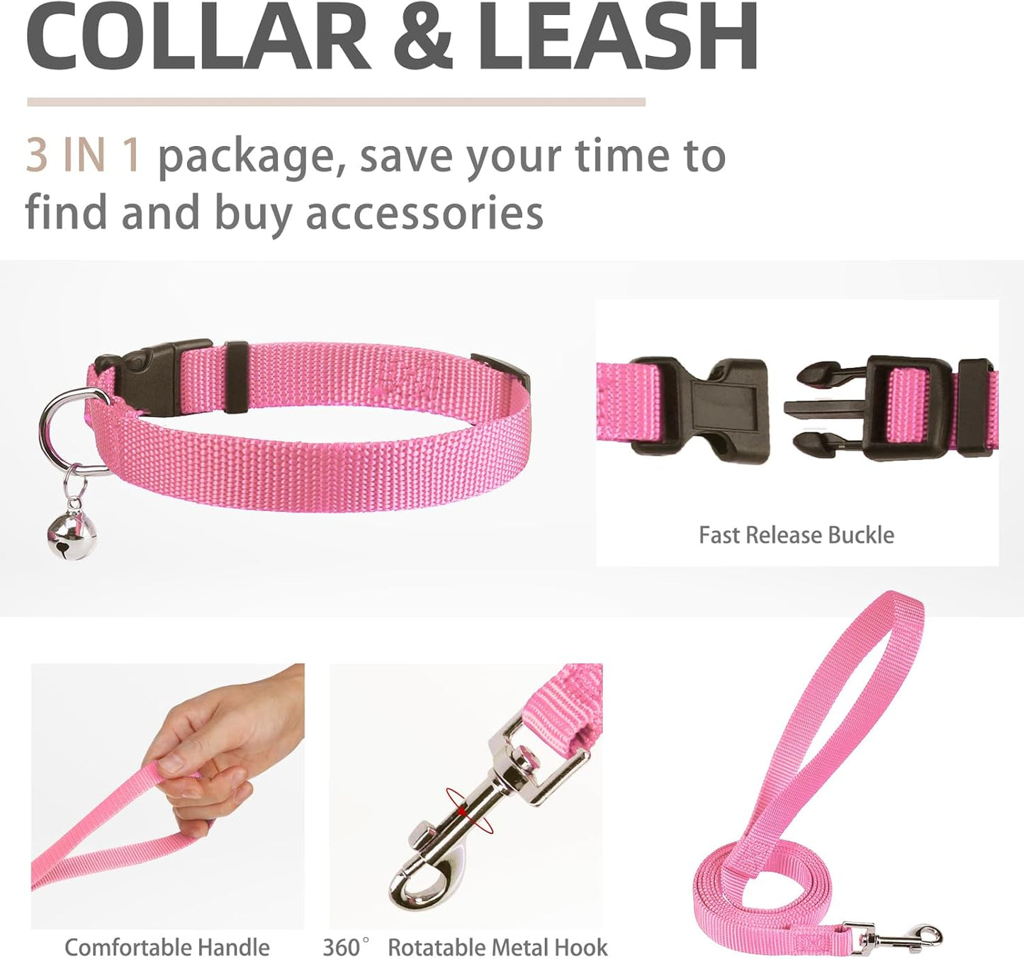 PUPTECK Adjustable Dog Harness Collar and Leash Set Step in No Pull Pet Harness for Small Medium Dogs Puppy and Cats Outdoor Walking Running, Soft Mesh Padded Reflective Vest Harnesses