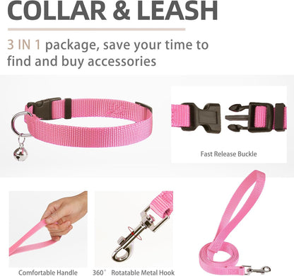 PUPTECK Adjustable Dog Harness Collar and Leash Set Step in No Pull Pet Harness for Small Medium Dogs Puppy and Cats Outdoor Walking Running, Soft Mesh Padded Reflective Vest Harnesses