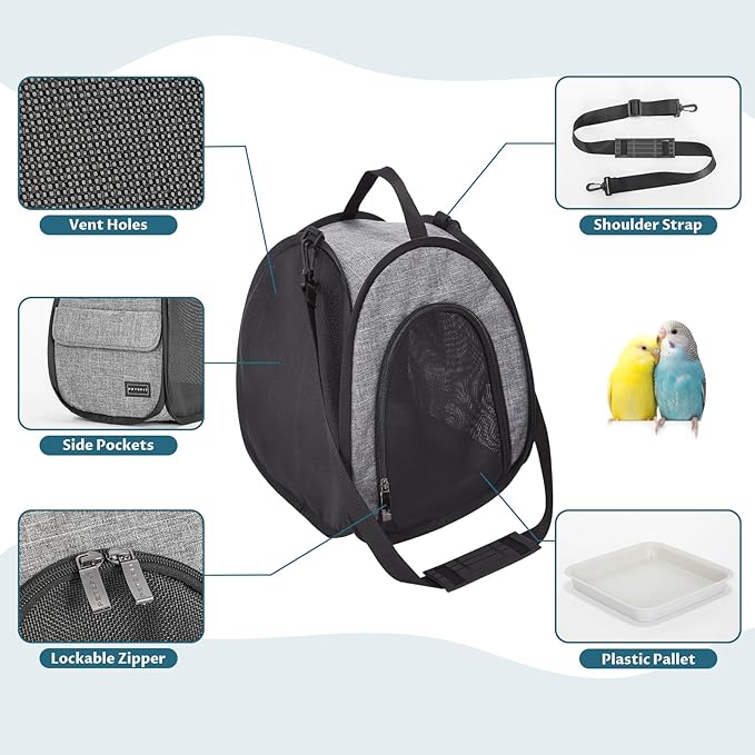Petsfit Guinea Pig Carrier Extra Large Small Animal Carrier for Rabbit,Hamster,Hedgehog,Rat,Small Birds - Portable Bags with Shoulder Strap,Breathable Mesh Window,Removable Trays,Side Pockets