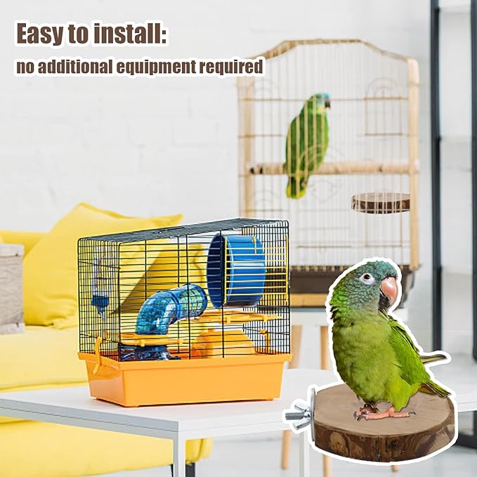 Natural Wood Bird Perches for Cage, Parrot Perch Stand & Platform, Bird Cage Accessories for Parakeets, Cockatiels, Conures, Lovebirds (Brown, Core Perch & Platform - 8PCS)