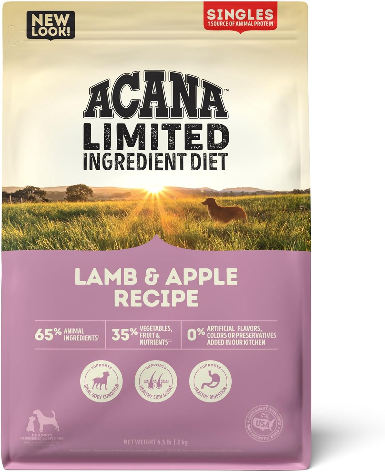 ACANA Singles Limited Ingredient Grain Free High Protein Dry Dog Food Lamb & Apple Recipe 4.5lb Bag