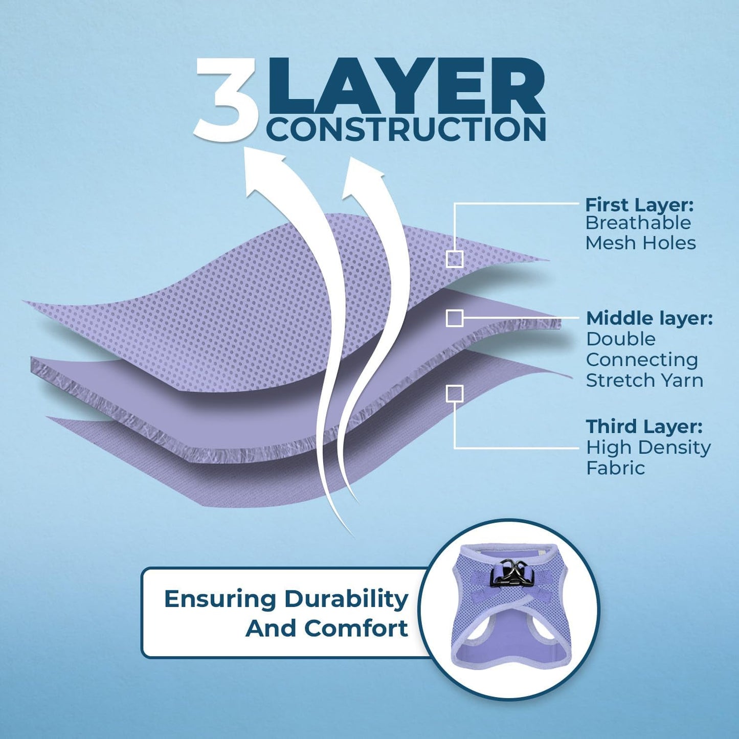 Best Pet Supplies Voyager Step-in Air Harness - All Weather Mesh, Reflective, No Pull Harness for Dogs, Cats - Secure with Hook & Loop Fastener, Buckle, Double D-Rings - Lavender, S