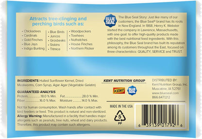 Blue Seal Mealworm Medley Suet Treat Bars for Wild Birds - No Mess Suet Feed for Woodpeckers, Cardinals, Siskins, Sparrows & More - 7 oz Bird Seed Cakes (Pack of 12)